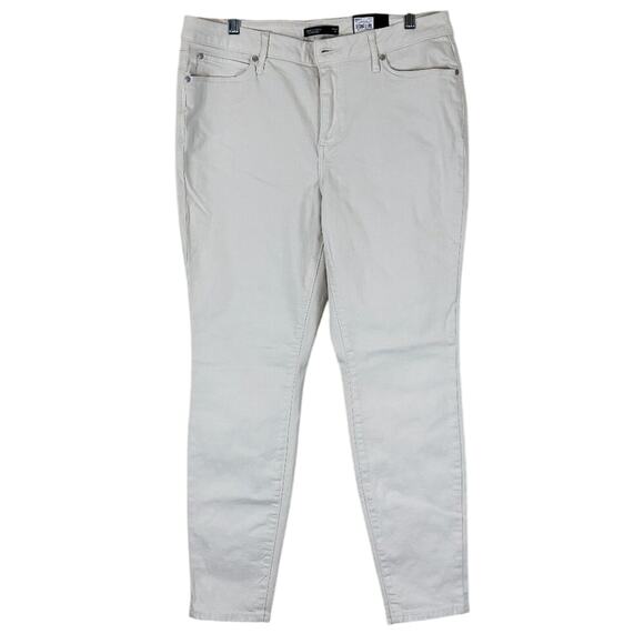 NWT Simply Vera Wang Skinny Jeans Womens 14 White Mid Rise Stretch Neutral - Picture 1 of 8